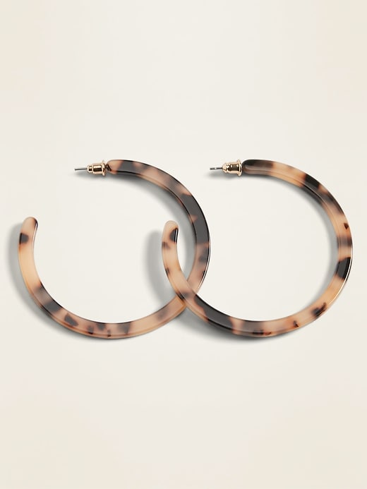 View large product image 1 of 1. Tortoiseshell Hoop Earrings For Women