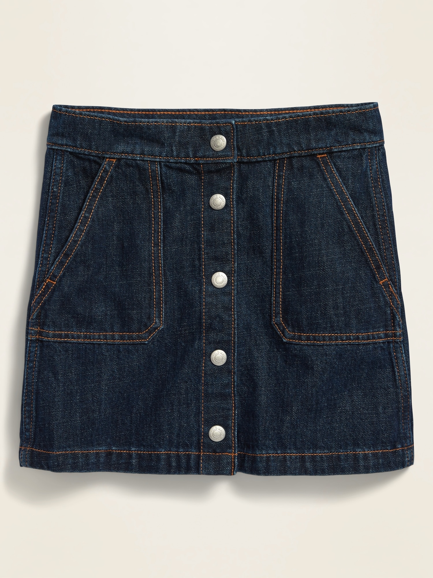 High-Waisted Snap-Front Jean Skirt for Girls