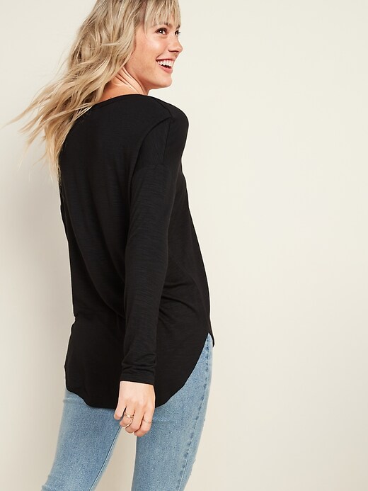 View large product image 2 of 3. Loose Luxe Slub-Knit Tunic Tee for Women