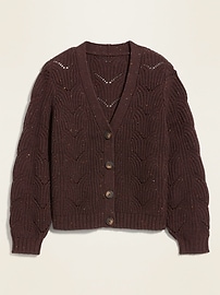 View large product image 3 of 3. Pointelle-Knit Button-Front Cardigan Sweater for Women
