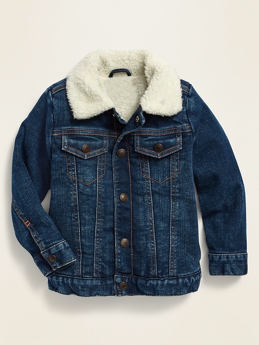 View large product image 1 of 1. Unisex Sherpa-Lined Jean Trucker Jacket for Toddler