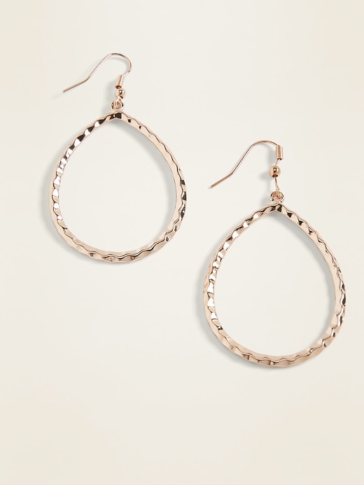 View large product image 1 of 1. Gold-Toned Hammered Teardrop Earrings for Women