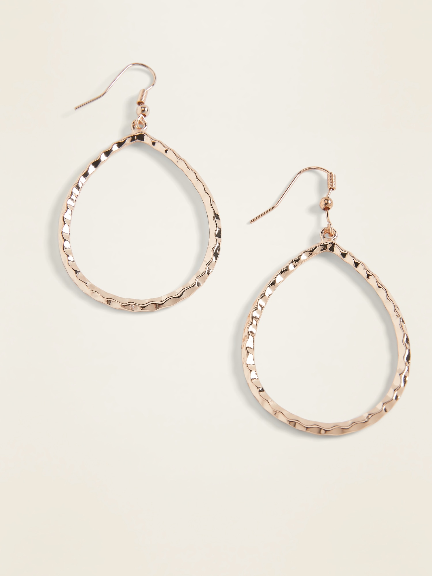 Gold-Toned Hammered Teardrop Earrings for Women