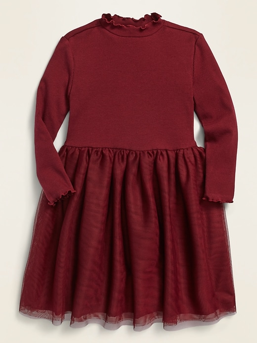 View large product image 1 of 1. Long-Sleeve Rib-Knit Tutu Dress for Toddler Girls