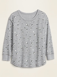View large product image 3 of 3. Thermal-Knit Floral-Print Long-Sleeve Tee