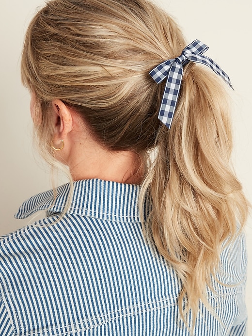 View large product image 1 of 2. Ribbon-Bow Hair Ties 2-Pack for Women