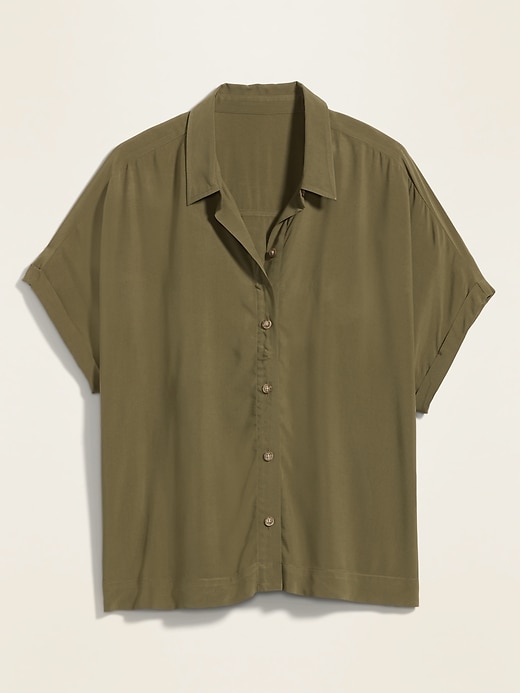 View large product image 1 of 1. Soft-Woven No-Peek Plus-Size Short-Sleeve Shirt