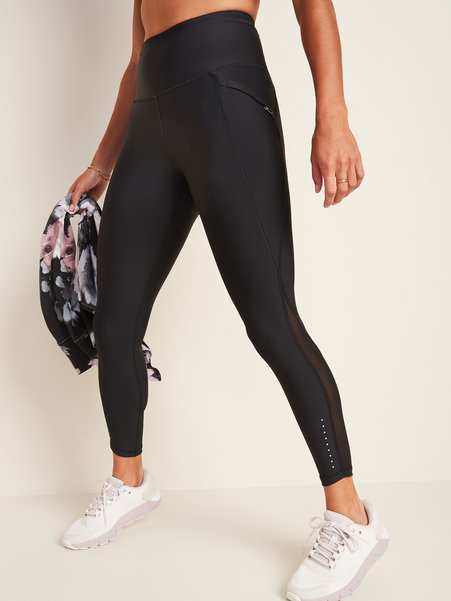 Buy SUUKSESS Women Reflective High Waisted Running Leggings with Pockets  Cross V Waist Yoga Pants (Black, S) at