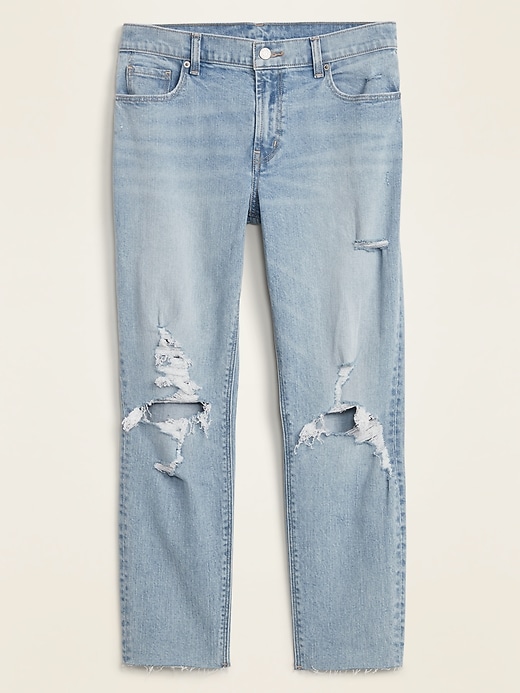 Image number 5 showing, Mid-Rise Distressed Boyfriend Straight Jeans for Women