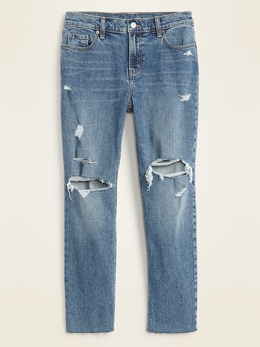 Image number 5 showing, Mid-Rise Boyfriend Straight Distressed Jeans for Women