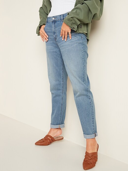 Image number 6 showing, Mid-Rise Boyfriend Straight Jeans for Women