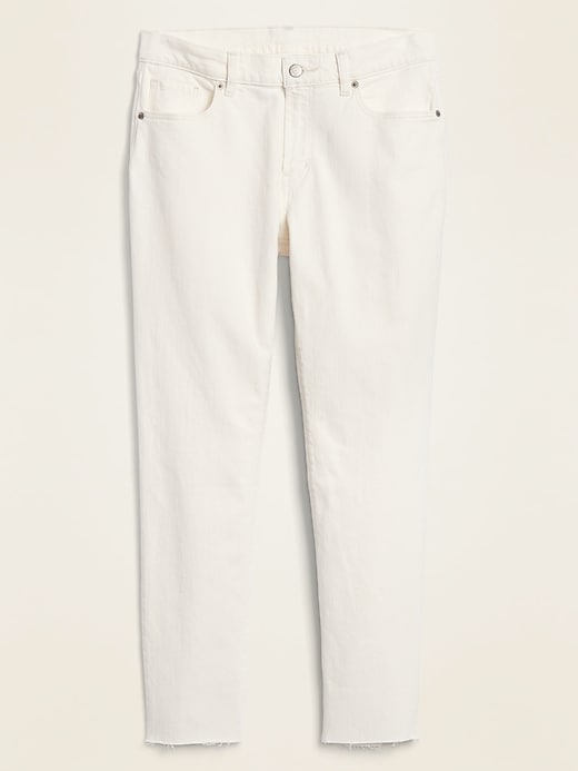 Image number 5 showing, Mid-Rise Ecru-Wash Boyfriend Straight Cut-Off Jeans for Women