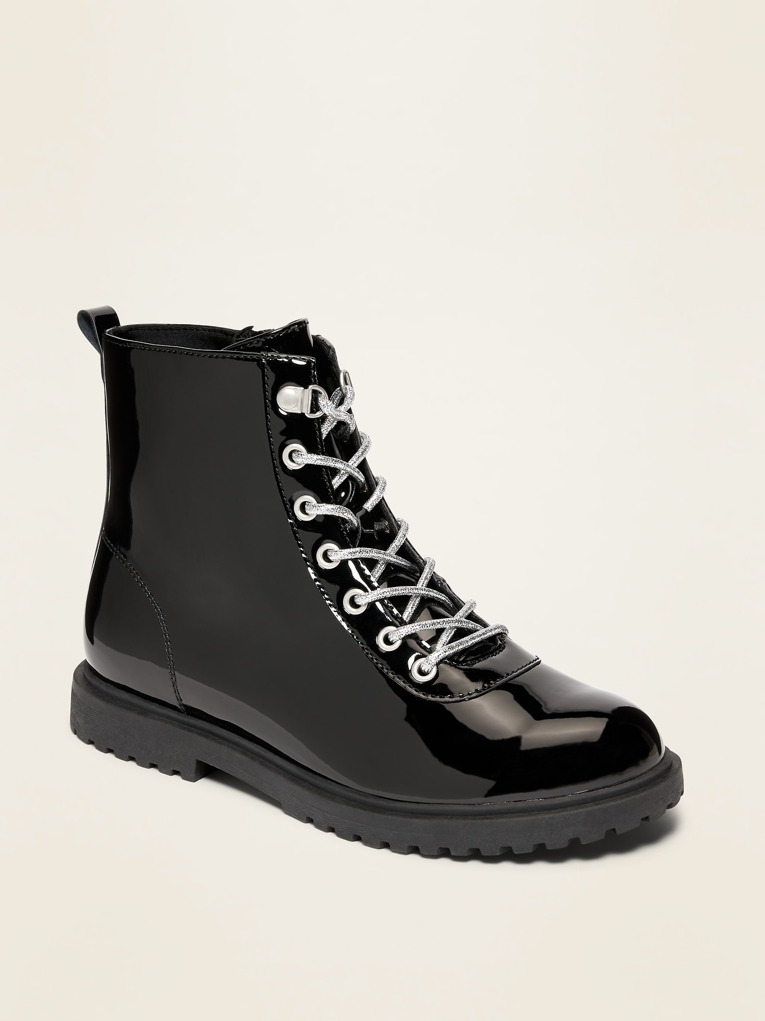 Faux-Leather Lace-Up Combat Boots for 
