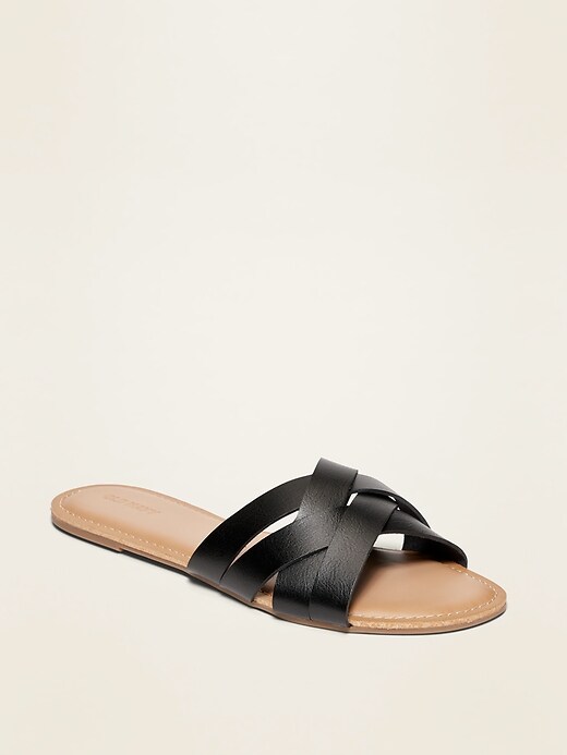 Faux-Leather Multi-Strap Slide Sandals for Women | Old Navy