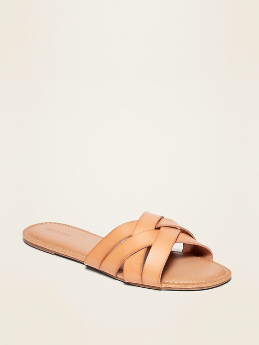 leather cross sandals