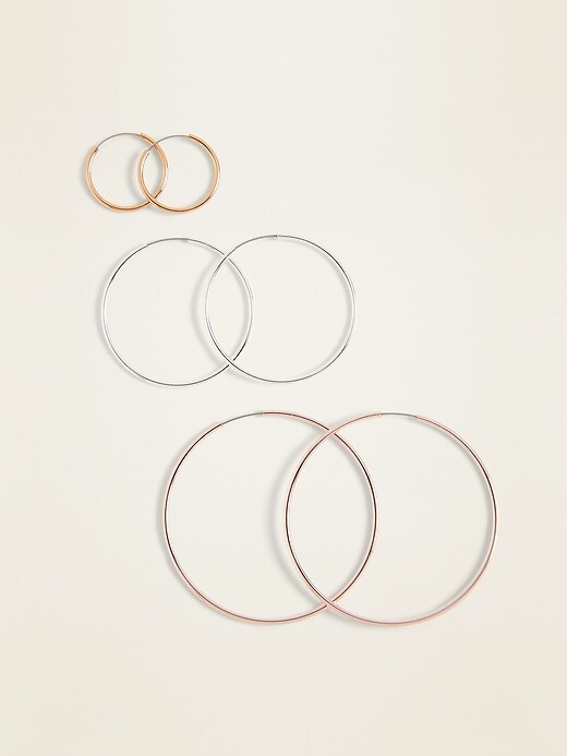 View large product image 1 of 1. Hoop Earrings 3-Pack For Women