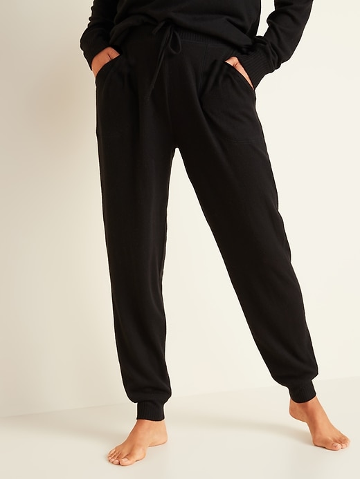 View large product image 1 of 2. Mid-Rise Plush-Knit Jogger Pajamas