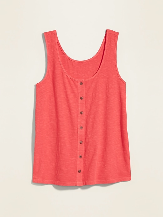 View large product image 2 of 2. Slub-Knit Button-Front Tank Top