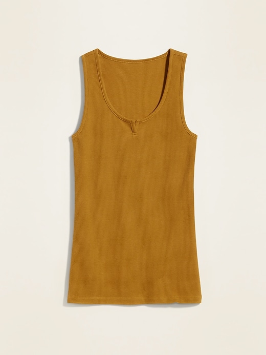 View large product image 2 of 2. Slim-Fit Thermal-Knit Split-Neck Tank Top