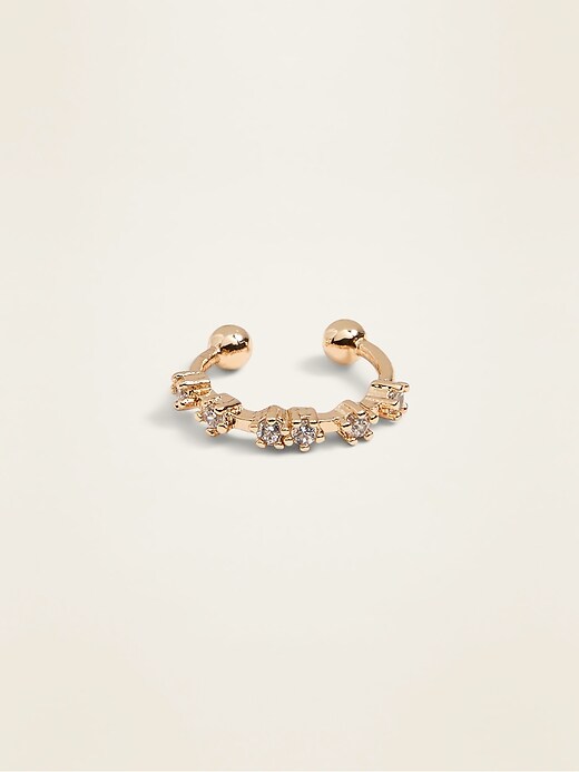 View large product image 1 of 1. Gold-Toned Rhinestone Ear Cuffs For Women