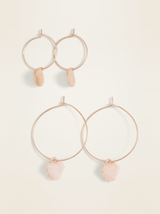 View large product image 1 of 1. Gold-Toned Hoop Earrings 2-Pack For Women
