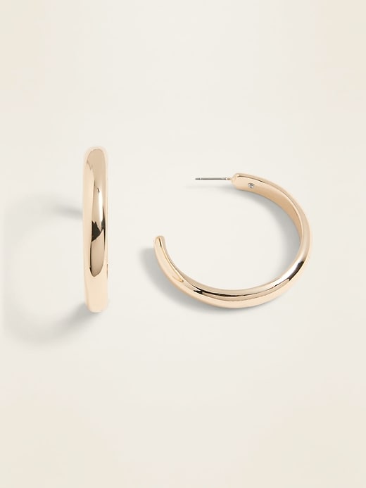 View large product image 1 of 1. Bold Gold-Toned Hoop Earrings For Women
