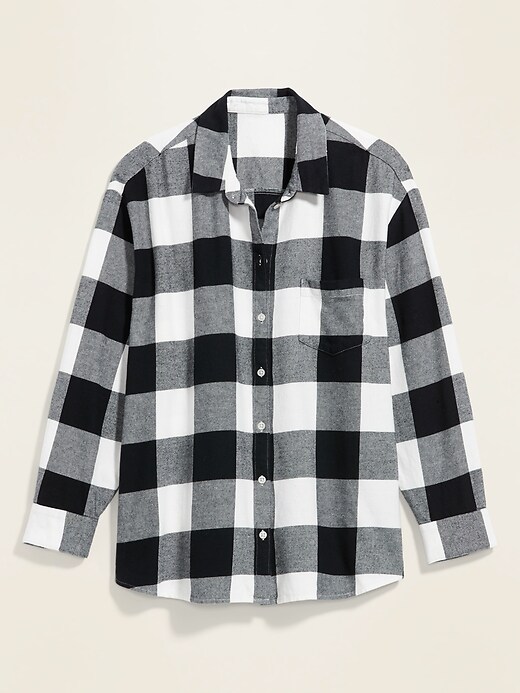 View large product image 1 of 1. Plaid Flannel No-Peek Boyfriend Plus-Size Shirt