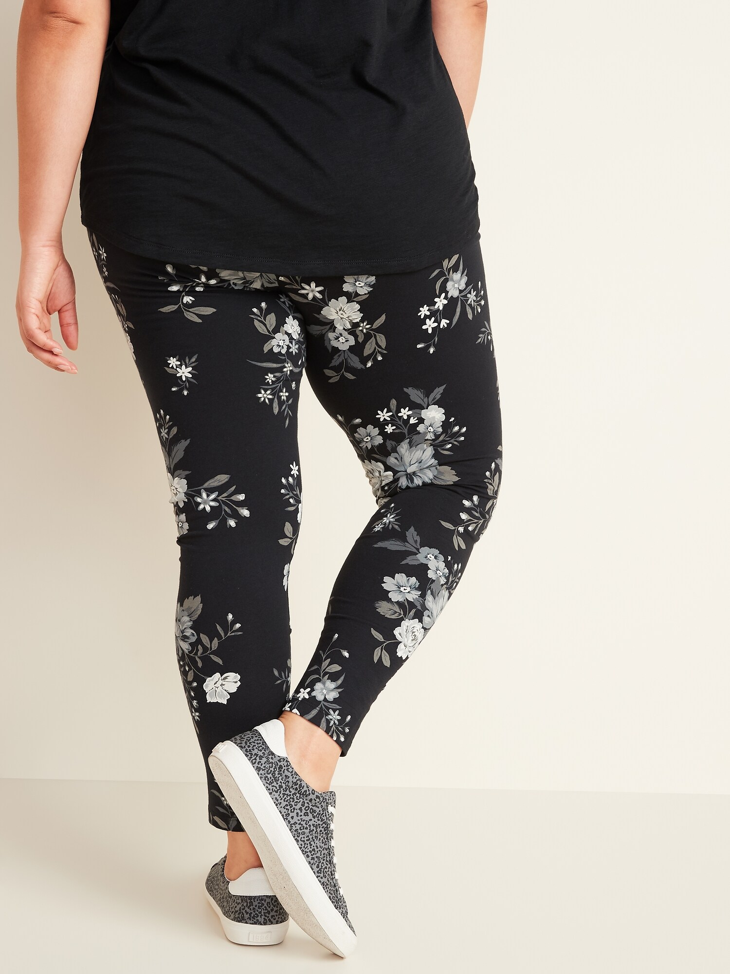 High-Waisted Printed Jersey Plus-Size Leggings | Old Navy