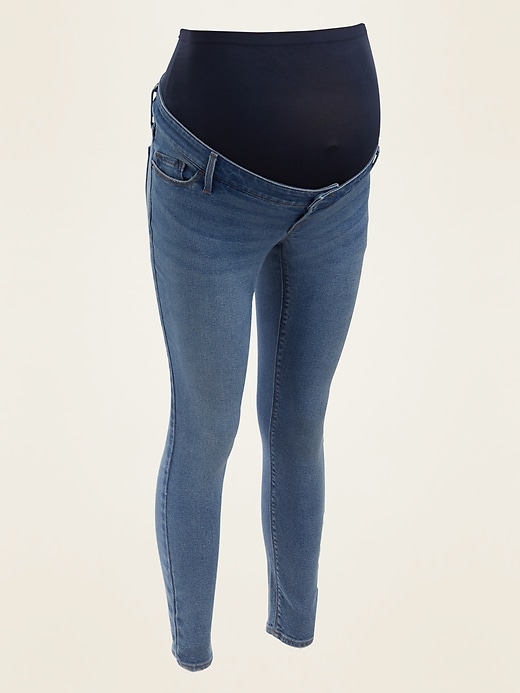 View large product image 1 of 1. Maternity Premium Full-Panel Rockstar Super Skinny Jeans