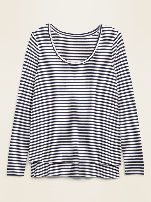 View large product image 1 of 1. Maternity Striped Double-Layer Nursing Top