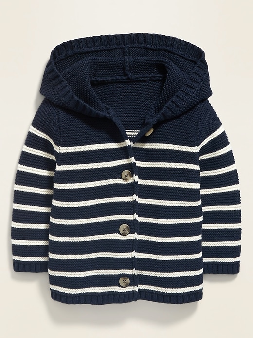 View large product image 1 of 2. Unisex Hooded Button-Front Cardigan Sweater for Baby