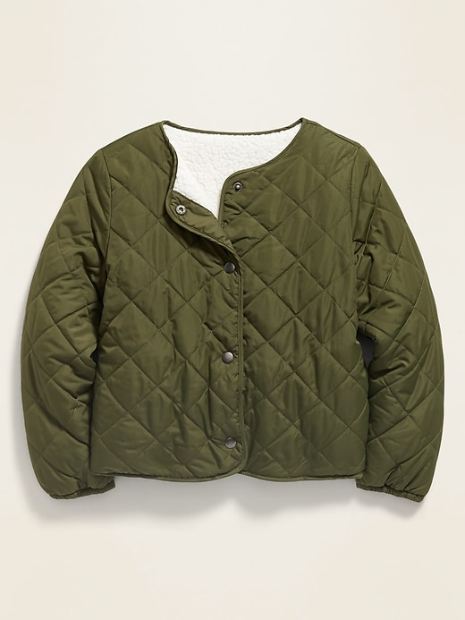 View large product image 1 of 2. Reversible Quilted Sherpa-Lined Jacket for Girls
