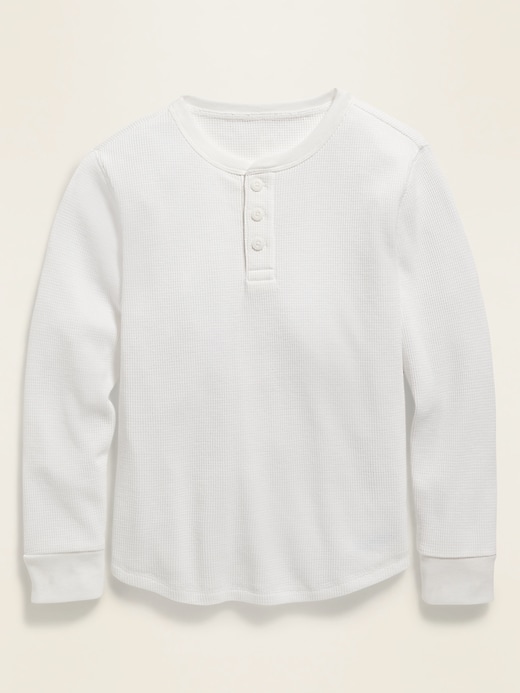 View large product image 1 of 1. Thermal-Knit Long-Sleeve Henley Tee For Boys