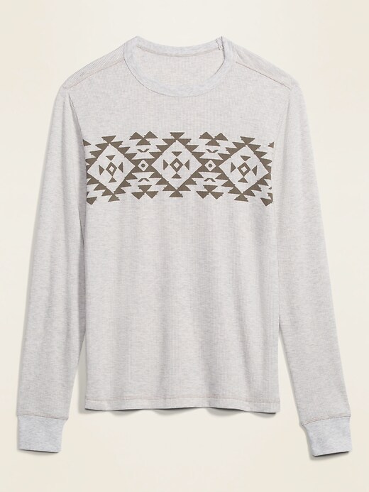View large product image 1 of 1. Print-Block Waffle-Knit Long-Sleeve Tee