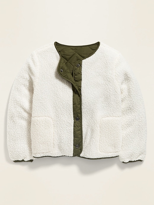 View large product image 2 of 2. Reversible Quilted Sherpa-Lined Jacket for Girls