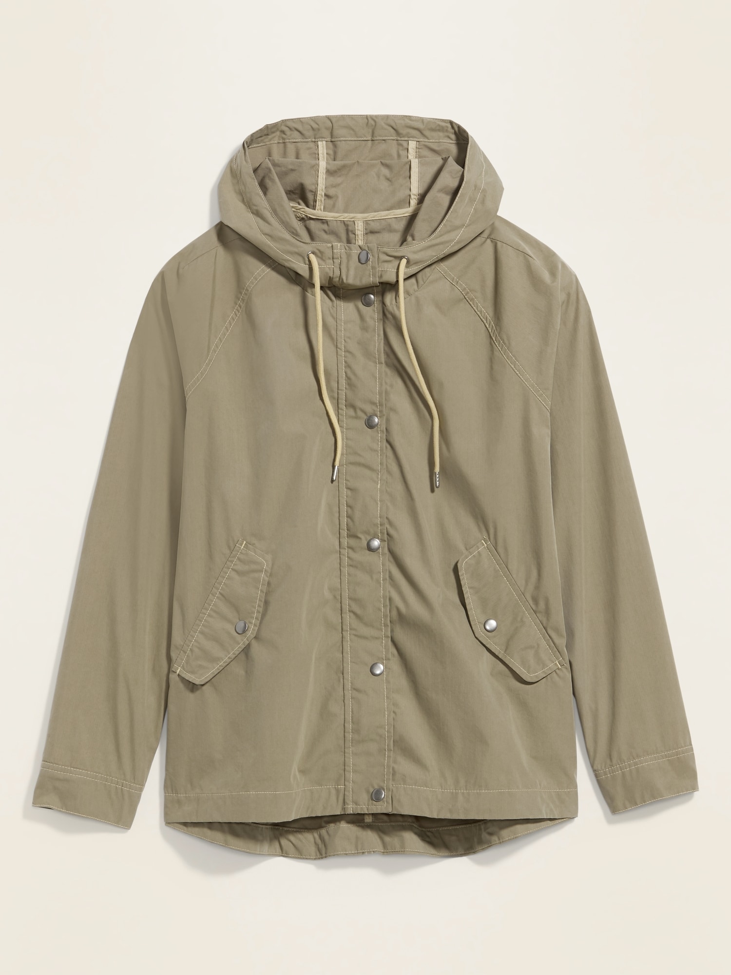 hooded drawstring utility jacket