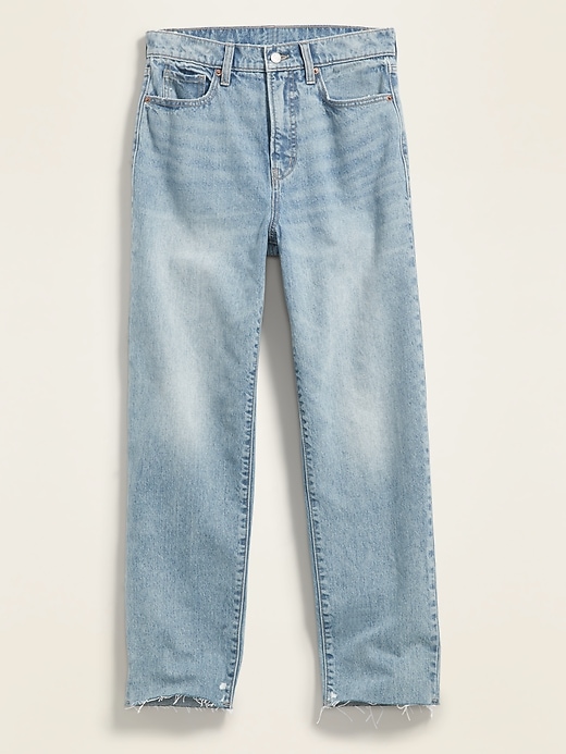 Image number 5 showing, Extra-High Waisted Sky-Hi Straight Rigid Raw-Edge Jeans for Women
