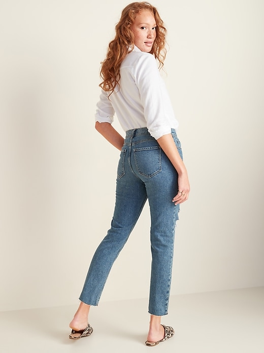 Image number 2 showing, Mid-Rise Boyfriend Straight Distressed Jeans for Women