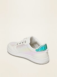 View large product image 3 of 3. Iridescent Lace-Up Sneakers for Girls