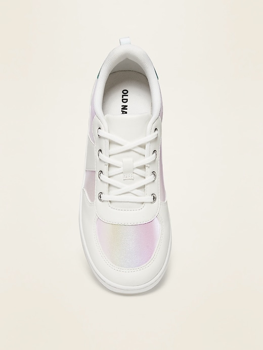View large product image 2 of 3. Iridescent Lace-Up Sneakers for Girls