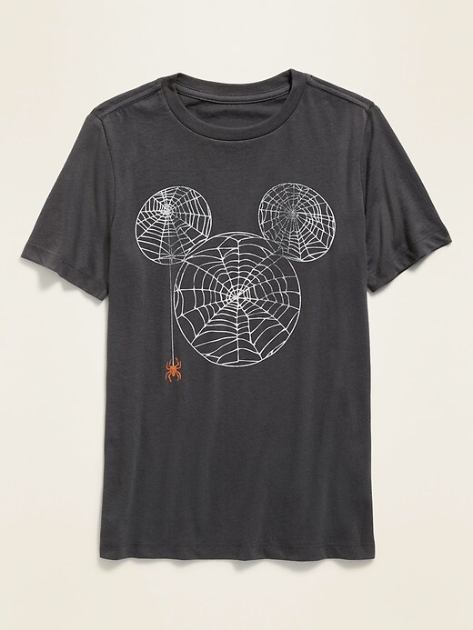 View large product image 1 of 2. Gender-Neutral Disney� Mickey Mouse Glow-In-The-Dark Halloween Tee For Kids