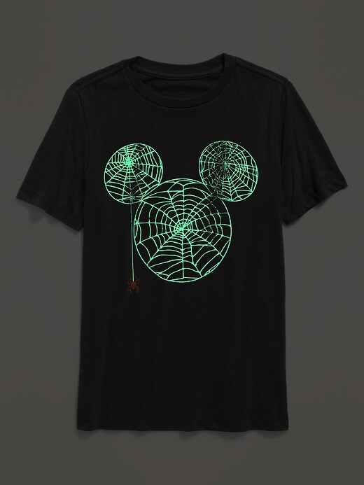 View large product image 2 of 2. Gender-Neutral Disney� Mickey Mouse Glow-In-The-Dark Halloween Tee For Kids