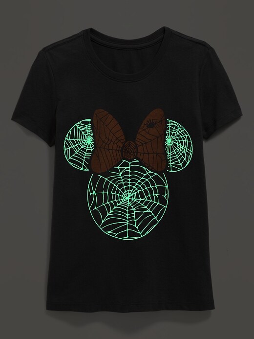 View large product image 2 of 3. Disney© Minnie Mouse Glow-in-the-Dark Halloween Tee for Girls