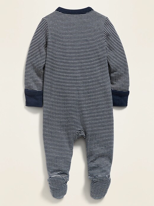 View large product image 2 of 2. Unisex Striped Double-Layer Sleep & Play One-Piece for Baby