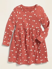 View large product image 3 of 3. Printed Jersey Fit & Flare Long-Sleeve Dress for Toddler Girls