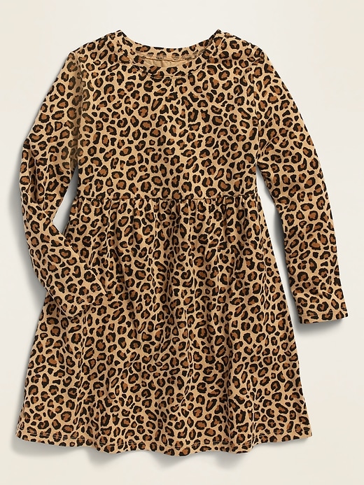 View large product image 2 of 2. Printed Jersey Fit & Flare Long-Sleeve Dress for Toddler Girls