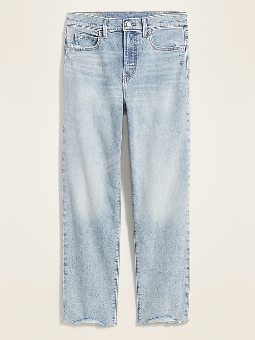 Image number 5 showing, Extra High-Waisted Sky-Hi Straight Raw-Hem Jeans for Women