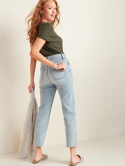 Image number 2 showing, Extra High-Waisted Sky-Hi Straight Raw-Hem Jeans for Women
