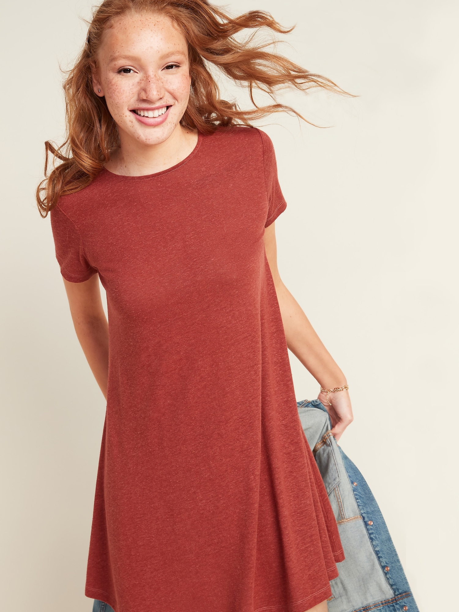 old navy red swing dress