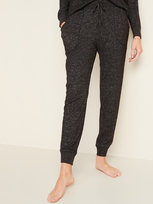 View large product image 1 of 3. Mid-Rise Plush-Knit Jogger Pajamas